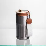 Термочашка Coffee 400 мл з ремінцем та датчиком температури, коричневий  Yiwu HP-GM-1 (HP-GM-1)