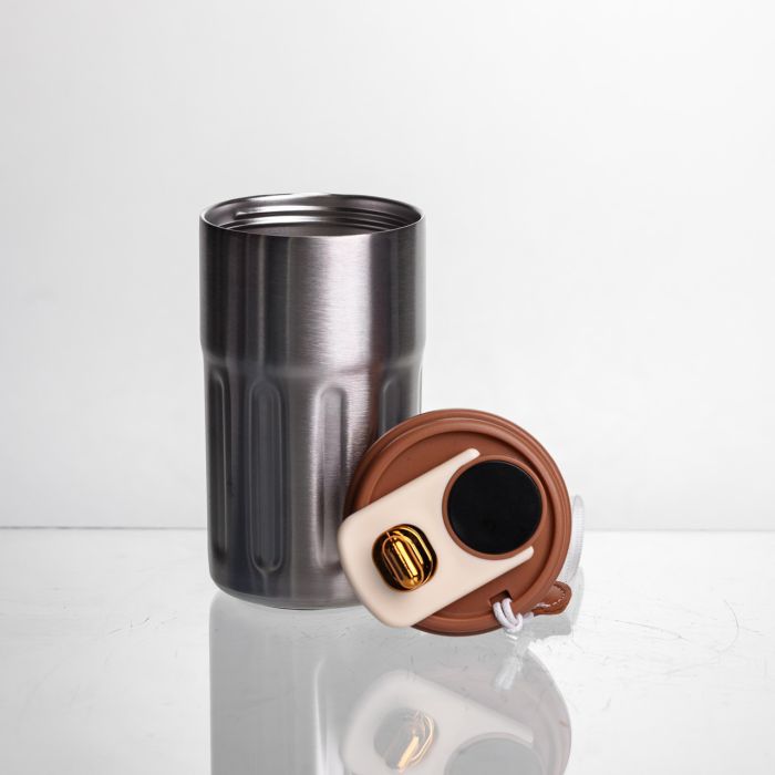 Термочашка Coffee 400 мл з ремінцем та датчиком температури, коричневий  Yiwu HP-GM-1 (HP-GM-1) - изображение 5