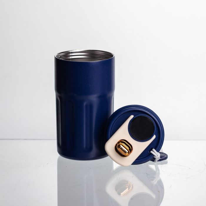 Термочашка Coffee 400 мл з ремінцем та датчиком температури, синій Yiwu HP-GM-4 (HP-GM-4) - изображение 4