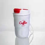 Термочашка "Coffee" 400 мл з ремінцем та відкидною кришкою-клапаном, білий Yiwu HP-GM-19 (HP-GM-19)