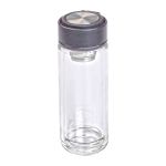 Термофляга боросиликатное стекло 300 мл с двойными стенками и ситечком стеклянная колба для чая черная термос Черная (HP-14-39B)