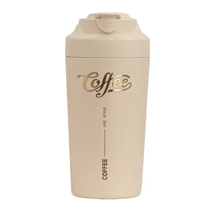 Термокружка 480 мл кружка термос с ремешком для кофе и чая термочашка из нержавеющей стали подарочная (HP-14-14BE) - изображение 1