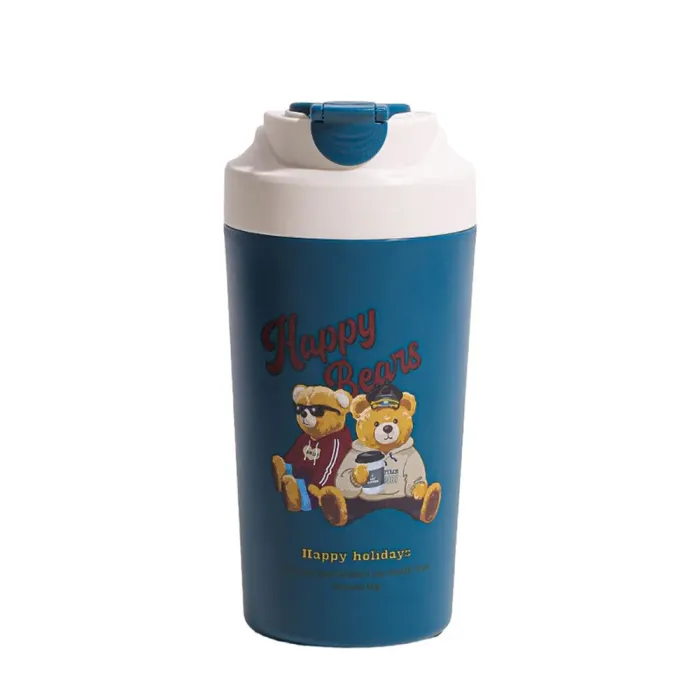 Термокружка 480 мл с керамической колбой для кофе и чая кружка термос термочашка Bears (HP-14-15GR) - изображение 1