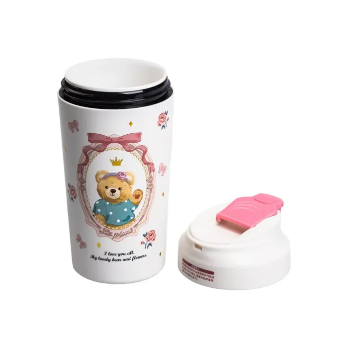 Термокружка 480 мл с керамической колбой для кофе и чая кружка термос термочашка Bears (HP-14-15P) - изображение 3
