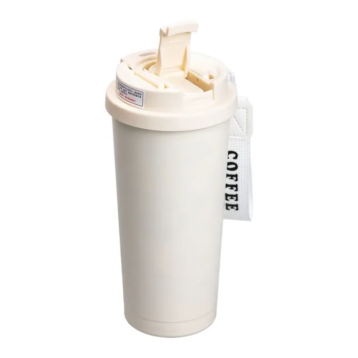 Термокружка 500 мл кружка термос с ремешком для кофе и чая термочашка из нержавеющей стали белая (HP-14-52W) - изображение 2