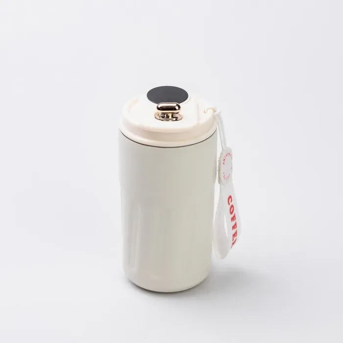 Термокружка для кофе и чая 500 мл кружка термос с ремешком термочашка из нержавеющей стали белая (HP-14-10W) - изображение 1