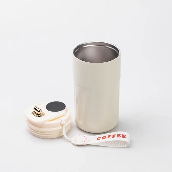 Термокружка для кофе и чая 500 мл кружка термос с ремешком термочашка из нержавеющей стали белая (HP-14-10W) - изображение 3