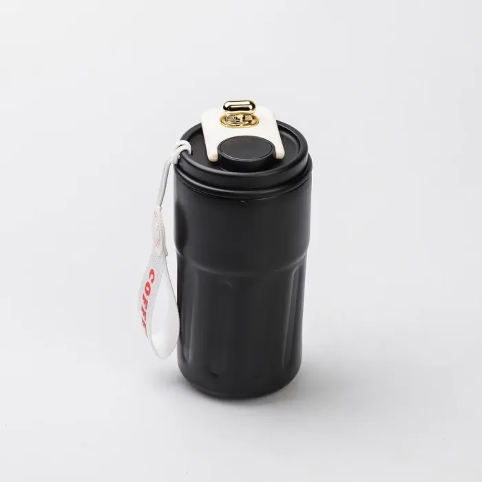 Термокружка для кофе и чая 500 мл кружка термос с ремешком термочашка черная из нержавеющей стали (HP-14-10B) - изображение 1