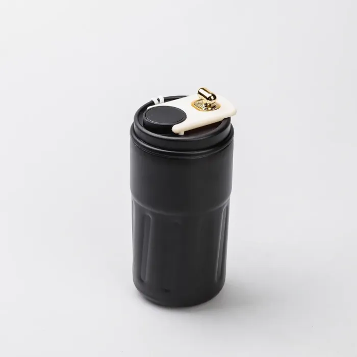 Термокружка для кофе и чая 500 мл кружка термос с ремешком термочашка черная из нержавеющей стали (HP-14-10B) - изображение 2