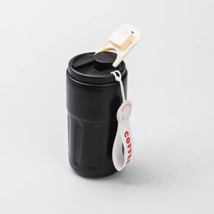 Термокружка для кофе и чая 500 мл кружка термос с ремешком термочашка черная из нержавеющей стали (HP-14-10B) - изображение 3