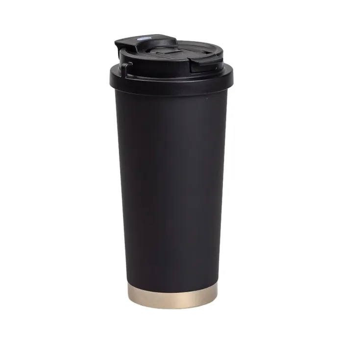 Термокружка для кофе и чая 500 мл кружка термос с ремешком термочашка черная из нержавеющей стали (HP-14-17B) - изображение 4