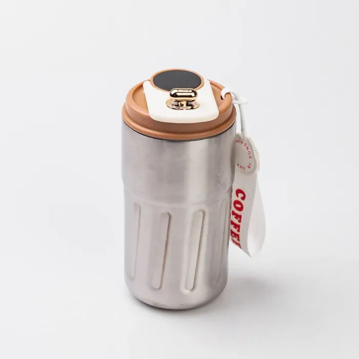 Термокружка для кофе и чая 500 мл кружка термос с ремешком термочашка из нержавеющей стали коричневая (HP-14-10BR) - изображение 2