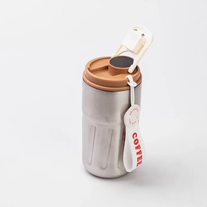 Термокружка для кофе и чая 500 мл кружка термос с ремешком термочашка из нержавеющей стали коричневая (HP-14-10BR) - изображение 5