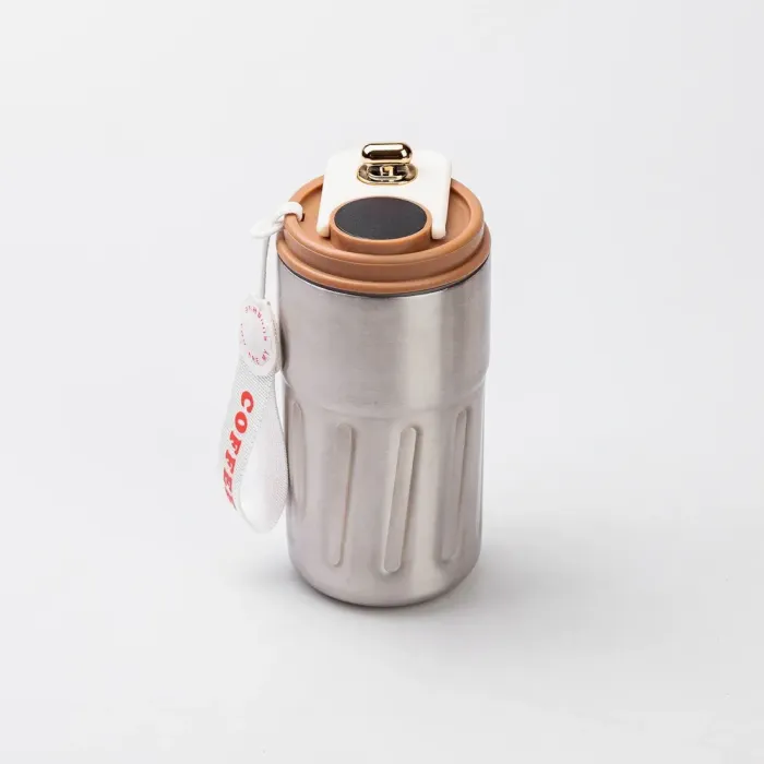 Термокружка для кофе и чая 500 мл кружка термос с ремешком термочашка из нержавеющей стали коричневая (HP-14-10BR) - изображение 6