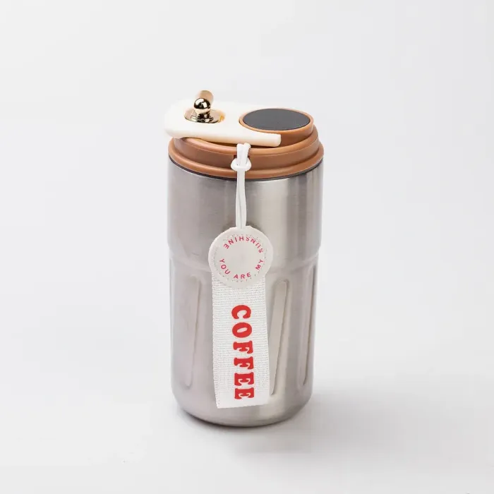 Термокружка для кофе и чая 500 мл кружка термос с ремешком термочашка из нержавеющей стали коричневая (HP-14-10BR) - изображение 7