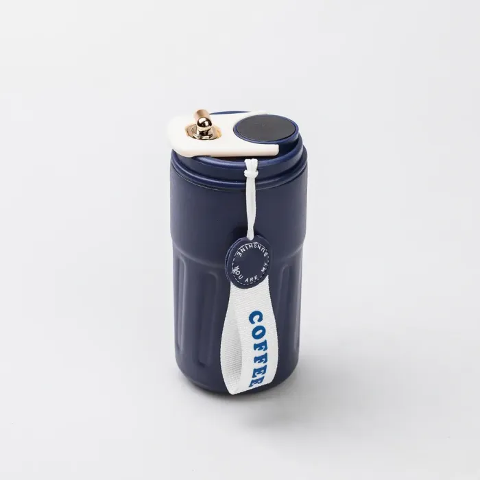 Термокружка для кофе и чая 500 мл кружка термос с ремешком термочашка из нержавеющей стали синяя (HP-14-10BL) - изображение 4