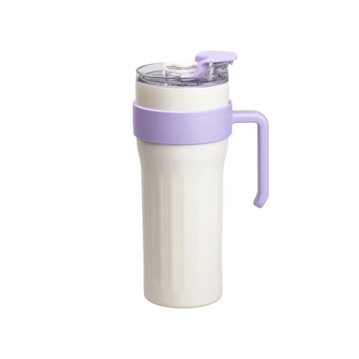 Термокружка с трубочкой для кофе и чая 1200 мл кружка термос термочашка с ручкой 27 см белая (HP-14-24W) - изображение 1