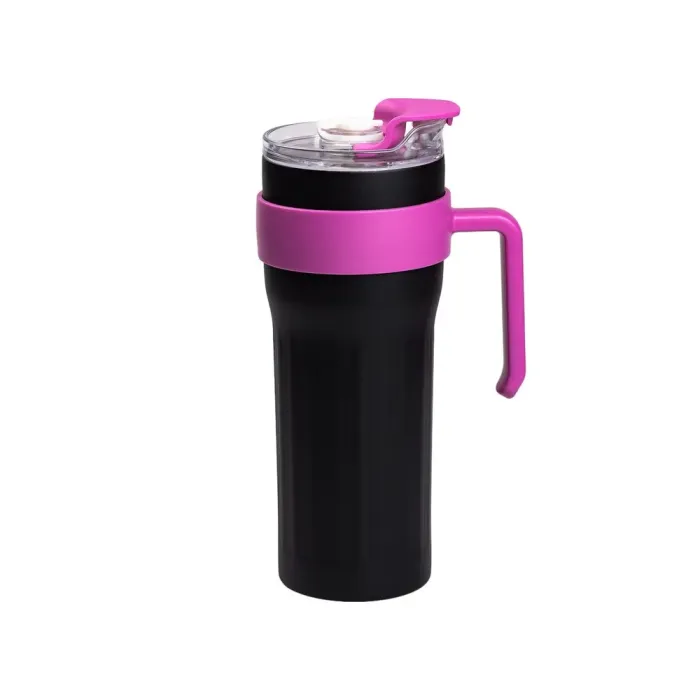 Термокружка с трубочкой для кофе и чая 1200 мл кружка термос термочашка с ручкой 27 см черная (HP-14-24B) - изображение 1