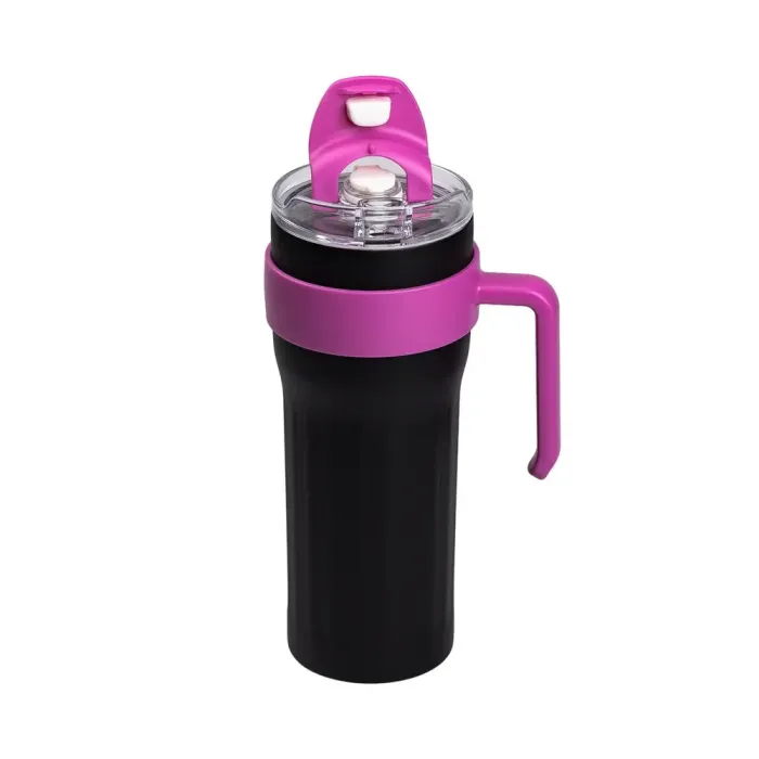 Термокружка с трубочкой для кофе и чая 1200 мл кружка термос термочашка с ручкой 27 см черная (HP-14-24B) - изображение 4