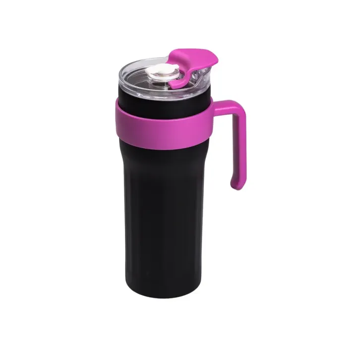 Термокружка с трубочкой для кофе и чая 1200 мл кружка термос термочашка с ручкой 27 см черная (HP-14-24B) - изображение 5