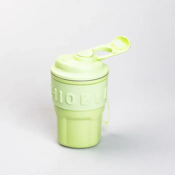 Термокружка с трубочкой для кофе и чая 450 мл кружка термос с ремешком термочашка из нержавеющей стали (HP-14-18GR) - изображение 2