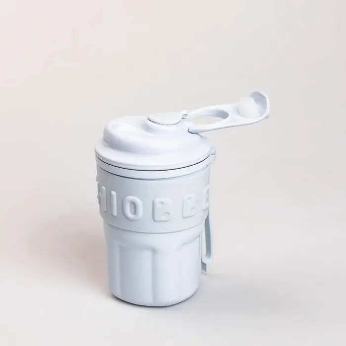 Термокружка с трубочкой для кофе и чая 450 мл кружка термос с ремешком термочашка из нержавеющей стали (HP-14-18BL) - изображение 3