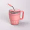 Термокружка с трубочкой для кофе и чая 480 мл кружка термос термочашка 10 см розовая (HP-14-23P)