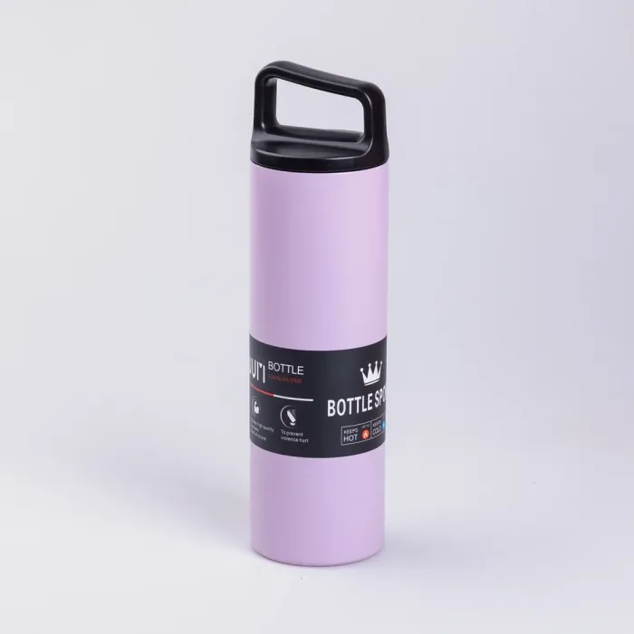 Термос металевий 500 мл з нержавіючої сталі Bottle Sport з ручкою фіолетовий (HPGM5009V) - изображение 1