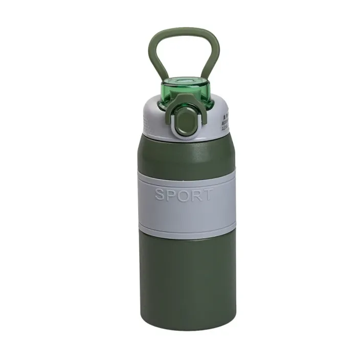 Термос металлический 600 мл из нержавеющей стали с поилкой (HP-14-5GR) - изображение 1