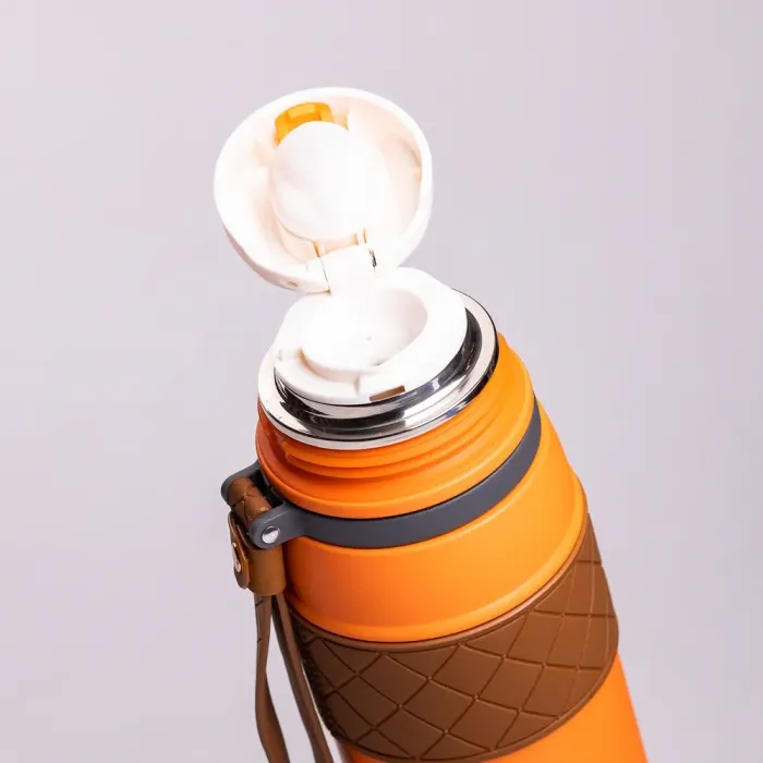 Термос металлический 700 мл оранжевый из нержавеющей стали (HP-14-7O) - изображение 3