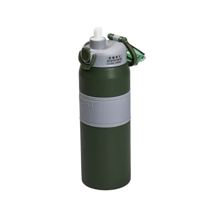 Термос металлический 800 мл из нержавеющей стали с поилкой (HP-14-6GR) - изображение 2