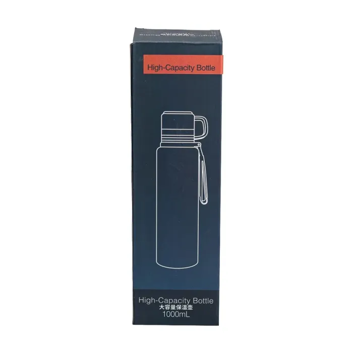 Термос с чашкой металлический 1 л из нержавеющей стали и ремешком белый (HP-14-28W) - изображение 5