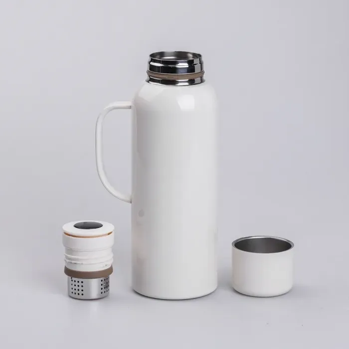 Термос Vacuum с датчиком температуры с ручкой 820 мл колба из нержавеющей стали белый (HP-14-55W) - изображение 4