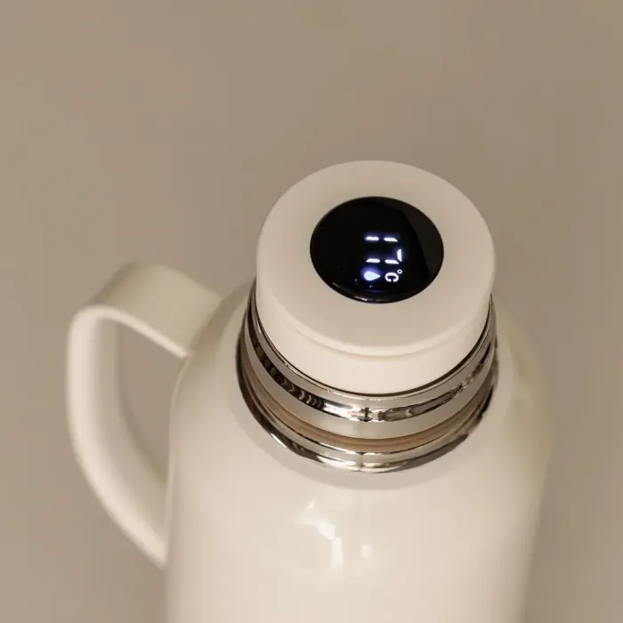 Термос Vacuum с датчиком температуры с ручкой 820 мл колба из нержавеющей стали белый (HP-14-55W) - изображение 5