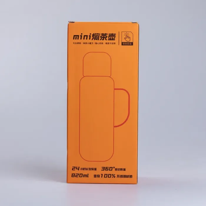 Термос Vacuum с датчиком температуры с ручкой 820 мл колба из нержавеющей стали белый (HP-14-55W) - изображение 6