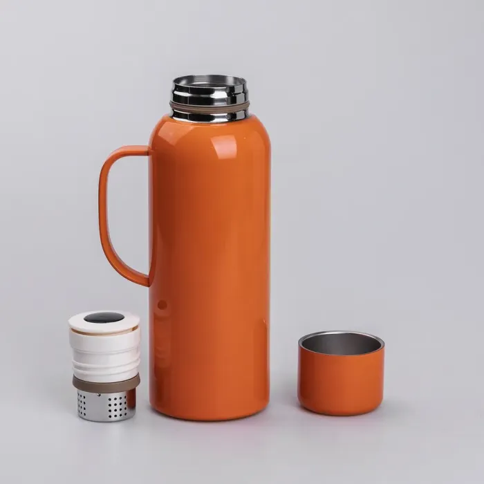 Термос Vacuum с датчиком температуры с ручкой 820 мл колба из нержавеющей стали оранжевый (HP-14-55O) - изображение 4