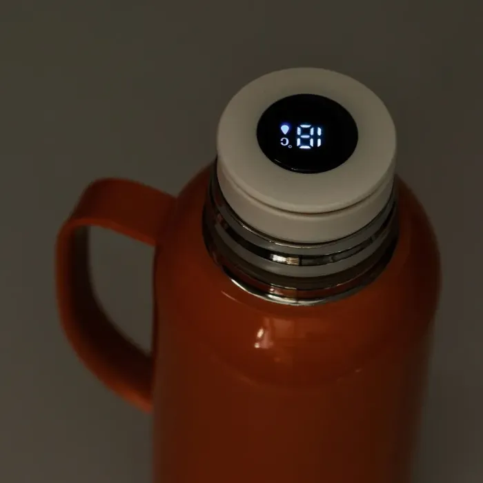 Термос Vacuum с датчиком температуры с ручкой 820 мл колба из нержавеющей стали оранжевый (HP-14-55O) - изображение 5