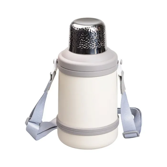 Термос с металлической колбой 1.5 литра с ремешком и складной ручкой белый (HP-14-21W) - изображение 3