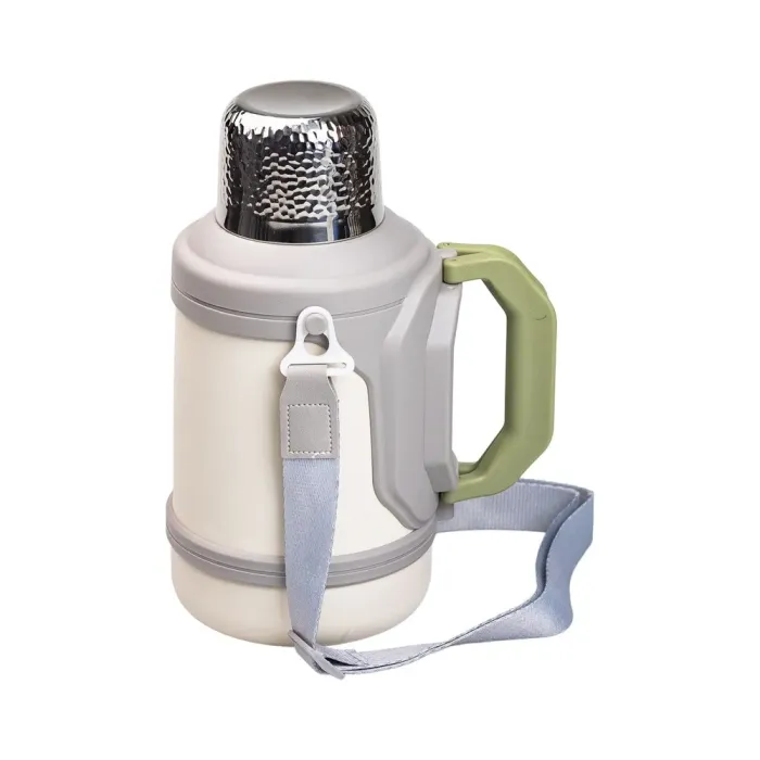 Термос с металлической колбой 1.5 литра с ремешком и складной ручкой белый (HP-14-21W) - изображение 5