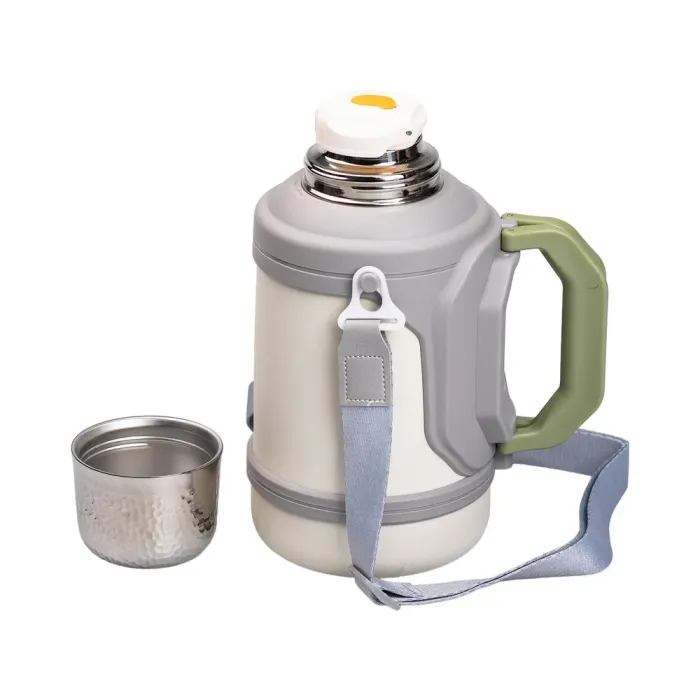 Термос с металлической колбой 1.5 литра с ремешком и складной ручкой белый (HP-14-21W) - изображение 7