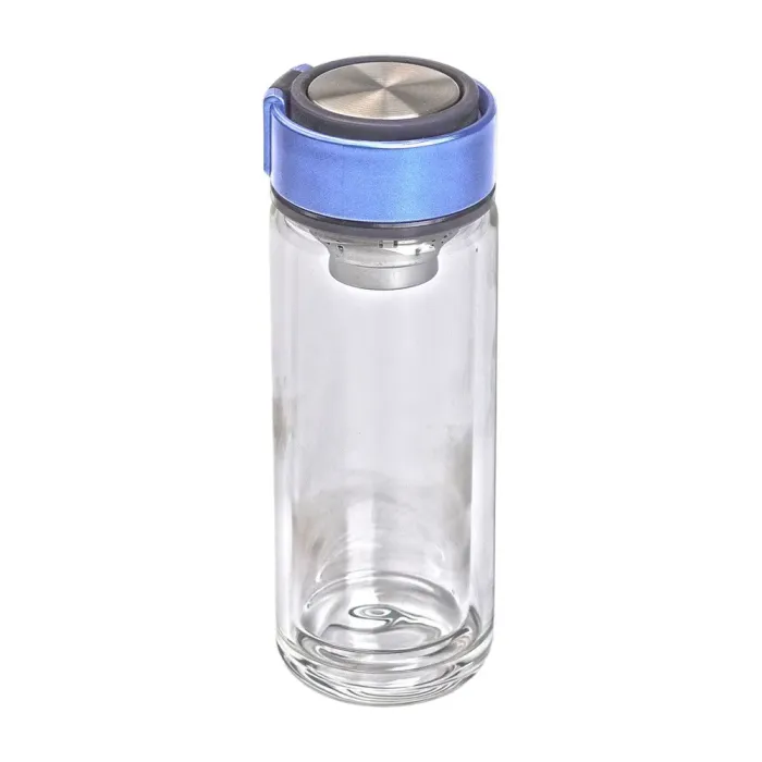 Термос со стеклянной колбой 330 мл термобутылка с двойными стенками и ситечком черная (HP-14-39BL) - изображение 1