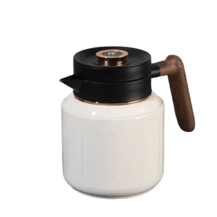 Термос заварник для чая 1 л термочайник со стальной колбой и индикатором температуры белый (HP-14-51W) - изображение 1