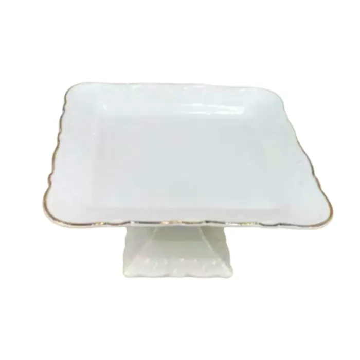 Тортівниця порцелянова на ніжці 20×20 (см) квадратна підставка для торта капкейків тістечок, страва для десертів святковий посуд 120-YH-HG041 (120-YH-HG041) - зображення 1