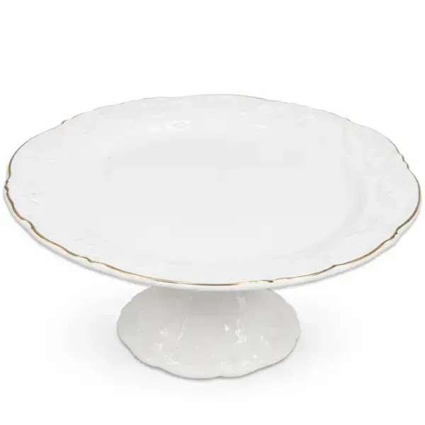 Тортівниця порцелянова на ніжці Ø20 см підставка для торта капкейків тістечок, страва для десертів святковий посуд 120-YH-HG045 (120-YH-HG045) - зображення 1