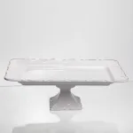 Тортівниця на ніжці White Square 25.5 *25.5  см порцелянова квадратна Yiwu 120-YH-HG062 (120-YH-HG062)