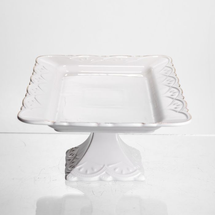 Тортівниця на ніжці White Square 30.5*30.5 см порцелянова квадратна Yiwu 120-YH-HG061 (120-YH-HG061) - изображение 4