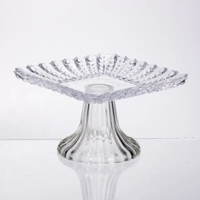 Тортівниця скляна квадратна на ніжці, 16×16 см 64486-17 (64486-17) - зображення 3