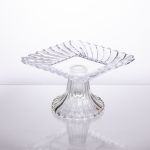 Тортівниця скляна квадратна на ніжці, 16×16 см прозора 64486-15 (64486-15)