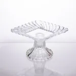 Тортівниця скляна квадратна на ніжці, 16×16 см прозора 64486-15 (64486-15)