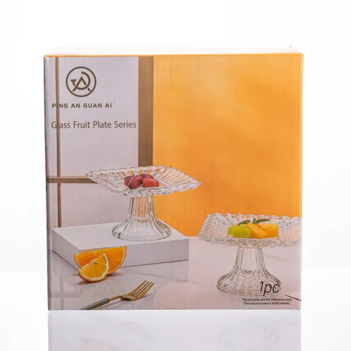 Тортівниця скляна квадратна на ніжці, 16×16 см прозора 64486-15 (64486-15) - зображення 4